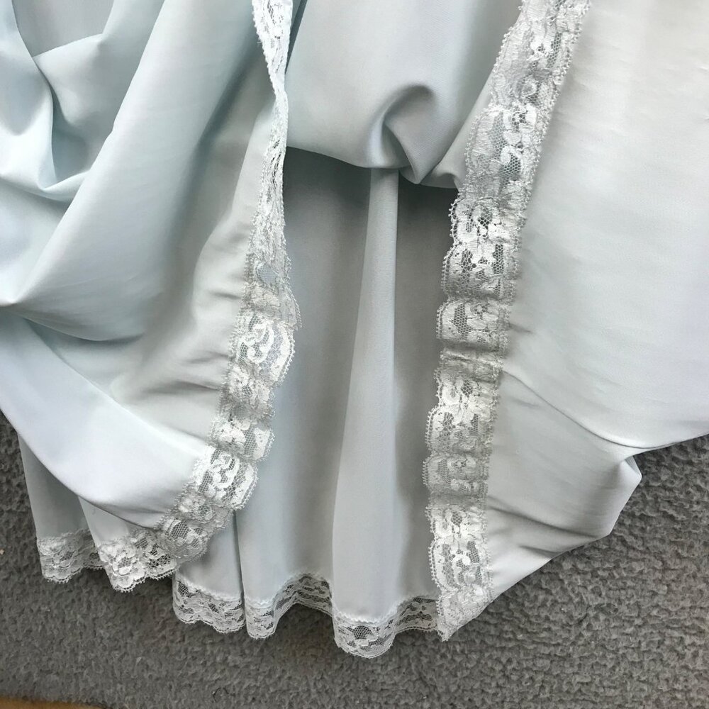 Vintage Shadowline Bridgerton Nightgown Boudoir PJs size 10 petite Blue 70s Lace - Picture 5 of 14